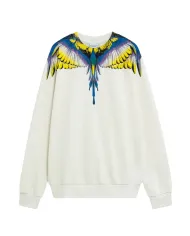 COUNTY OF MILAN Felpa Uomo F5CAMASW061 AI 25/26 cotone con stampa wings 013 CREMA/CREAM