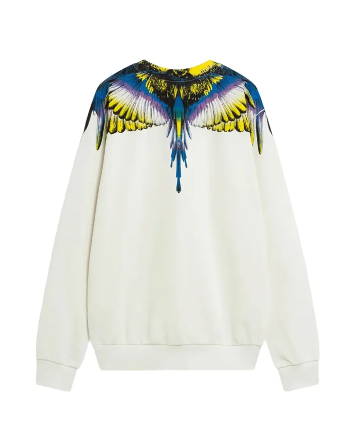 COUNTY OF MILAN Felpa Uomo F5CAMASW061 AI 25/26 cotone con stampa wings 013 CREMA/CREAM COUNTY OF MILAN Felpa Uomo F5CAMASW061 AI 25/26 cotone con stampa wings 013 CREMA/CREAM