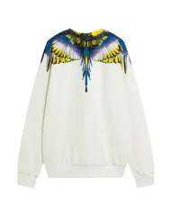 COUNTY OF MILAN Felpa Uomo F5CAMASW061 AI 25/26 cotone con stampa wings 013 CREMA/CREAM