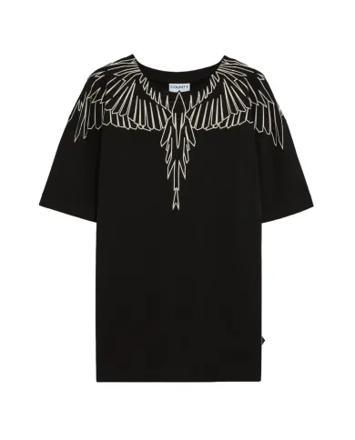 COUNTY OF MILAN T-shirt Uomo F5CAMATH003 AI 25/26 cotone regular con stampa wings 110 nero/black COUNTY OF MILAN T-shirt Uomo F5CAMATH003 AI 25/26 cotone regular con stampa wings 110 nero/black