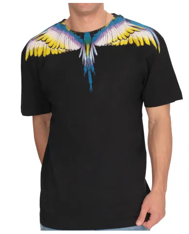 COUNTY OF MILAN T-shirt Uomo F5CAMATH029 AI 25/26 cotone con stampa wings 110 nero/black COUNTY OF MILAN T-shirt Uomo F5CAMATH029 AI 25/26 cotone con stampa wings 110 nero/black