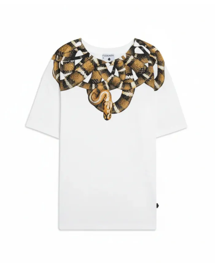 COUNTY OF MILAN T-shirt Uomo F5CAMATH038 AI 25/26 cotone regular con stampa serpente 013 CREMA/CREAM COUNTY OF MILAN T-shirt Uomo F5CAMATH038 AI 25/26 cotone regular con stampa serpente 013 CREMA/CREAM