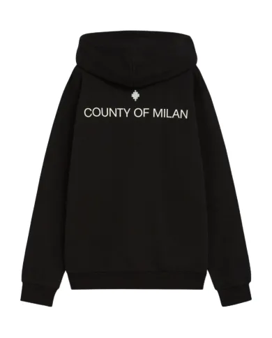 COUNTY OF MILAN Felpa Uomo F5CAMAZH009 AI 25/26 cotone con cappuccio e chiusura a zip 110 nero/black COUNTY OF MILAN Felpa Uomo F5CAMAZH009 AI 25/26 cotone con cappuccio e chiusura a zip 110 nero/black