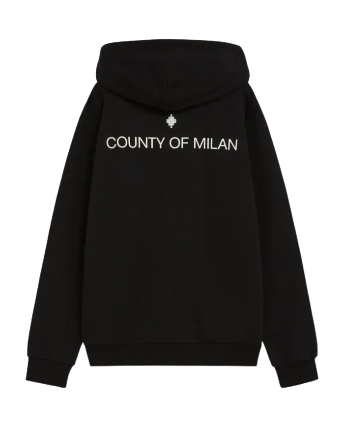 COUNTY OF MILAN Felpa Uomo F5CAMAZH009 AI 25/26 cotone con cappuccio e chiusura a zip 110 nero/black COUNTY OF MILAN Felpa Uomo F5CAMAZH009 AI 25/26 cotone con cappuccio e chiusura a zip 110 nero/black