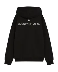 COUNTY OF MILAN Felpa Uomo F5CAMAZH009 AI 25/26 cotone con cappuccio e chiusura a zip 110 nero/black
