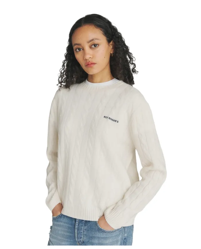 ROY ROGER'S Maglia Donna RND90223CN97XXXX AI 25/26 lana con motivo cable 0069 WHITE ROY ROGER'S Maglia Donna RND90223CN97XXXX AI 25/26 lana con motivo cable 0069 WHITE