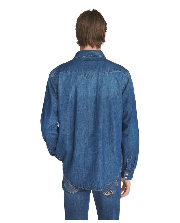 ROY ROGER'S Camicia Uomo RRU400CP202798 MARTIN AI 25/26 in denim con tasche piatte sul petto 02 BRUCE DENIM