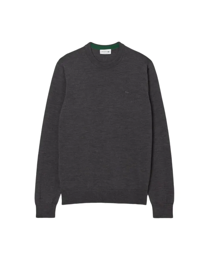 LACOSTE Maglia Uomo AH1969 AI 25/26 in lana merinos Regular Fit con ricamo logato tono su tono 050 Grigio Chinè LACOSTE Maglia Uomo AH1969 AI 25/26 in lana merinos Regular Fit con ricamo logato tono su tono 050 Grigio Chinè