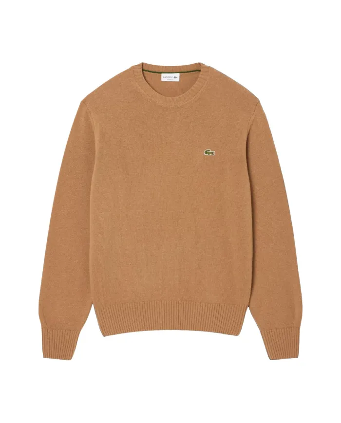 LACOSTE Maglia Uomo AH2916 AI 25/26 Classic Fit a girocollo in jersey di lana cardata TUY CAMMELLO LACOSTE Maglia Uomo AH2916 AI 25/26 Classic Fit a girocollo in jersey di lana cardata TUY CAMMELLO