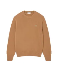 LACOSTE Maglia Uomo AH2916 AI 25/26 Classic Fit a girocollo in jersey di lana cardata TUY CAMMELLO