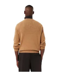 LACOSTE Maglia Uomo AH2916 AI 25/26 Classic Fit a girocollo in jersey di lana cardata TUY CAMMELLO