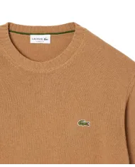 LACOSTE Maglia Uomo AH2916 AI 25/26 Classic Fit a girocollo in jersey di lana cardata TUY CAMMELLO