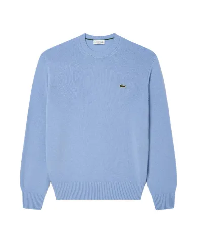 LACOSTE Maglia Uomo AH2916 AI 25/26 Classic Fit a girocollo in jersey di lana cardata HBP BLU PASTELLO LACOSTE Maglia Uomo AH2916 AI 25/26 Classic Fit a girocollo in jersey di lana cardata HBP BLU PASTELLO