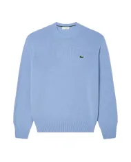 LACOSTE Maglia Uomo AH2916 AI 25/26 Classic Fit a girocollo in jersey di lana cardata HBP BLU PASTELLO