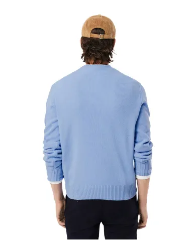 LACOSTE Maglia Uomo AH2916 AI 25/26 Classic Fit a girocollo in jersey di lana cardata HBP BLU PASTELLO LACOSTE Maglia Uomo AH2916 AI 25/26 Classic Fit a girocollo in jersey di lana cardata HBP BLU PASTELLO