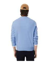 LACOSTE Maglia Uomo AH2916 AI 25/26 Classic Fit a girocollo in jersey di lana cardata HBP BLU PASTELLO