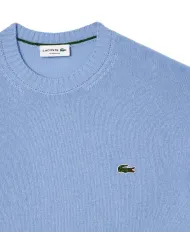 LACOSTE Maglia Uomo AH2916 AI 25/26 Classic Fit a girocollo in jersey di lana cardata HBP BLU PASTELLO