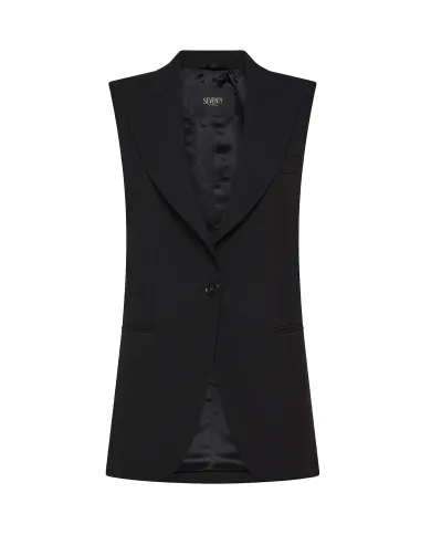 SEVENTY Gilet Donna GT0143 10 540259 AI 25/26 lana slim stile blazer monopetto 999 NERO SEVENTY Gilet Donna GT0143 10 540259 AI 25/26 lana slim stile blazer monopetto 999 NERO