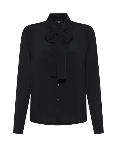 SEVENTY Camicia Donna MJ2048 890180 AI 25/26 cotone con colletto a fiocco 999 NERO SEVENTY Camicia Donna MJ2048 890180 AI 25/26 cotone con colletto a fiocco 999 NERO