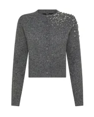 SEVENTY Cardigan Donna MT3818 910723 AI 25/26 lana stile coreano con strass applicate 913 GRIGIO