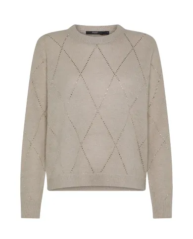 SEVENTY Maglia Donna MT3905 910754 AI 25/26 lana con strass applicate 14 BEIGE SEVENTY Maglia Donna MT3905 910754 AI 25/26 lana con strass applicate 14 BEIGE