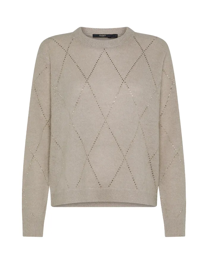 SEVENTY Maglia Donna MT3905 910754 AI 25/26 lana con strass applicate 14 BEIGE SEVENTY Maglia Donna MT3905 910754 AI 25/26 lana con strass applicate 14 BEIGE
