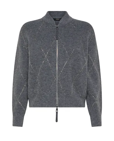 SEVENTY Cardigan Donna MT3906 910754 AI 25/26 lana con strass applicate 944 grigio chiaro SEVENTY Cardigan Donna MT3906 910754 AI 25/26 lana con strass applicate 944 grigio chiaro