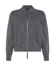 SEVENTY Cardigan Donna MT3906 910754 AI 25/26 lana con strass applicate 944 grigio chiaro