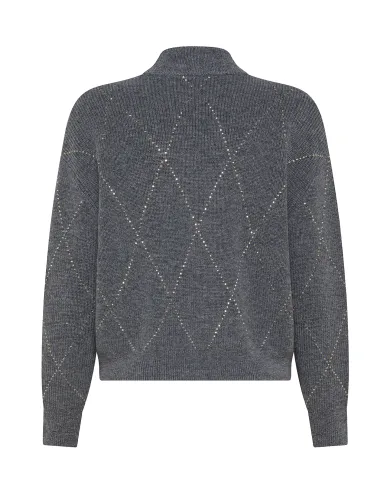 SEVENTY Cardigan Donna MT3906 910754 AI 25/26 lana con strass applicate 944 grigio chiaro SEVENTY Cardigan Donna MT3906 910754 AI 25/26 lana con strass applicate 944 grigio chiaro