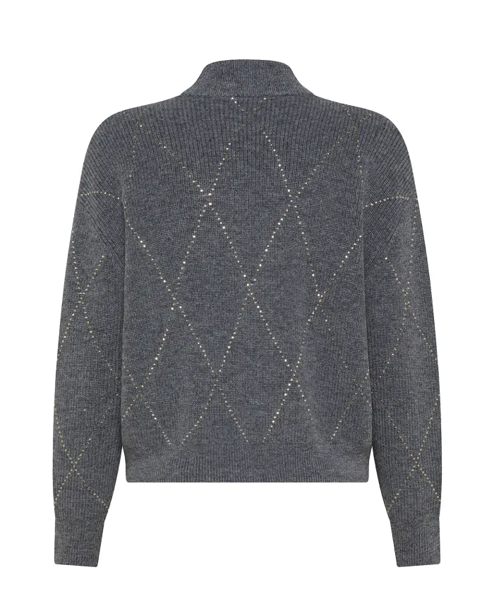 SEVENTY Cardigan Donna MT3906 910754 AI 25/26 lana con strass applicate 944 grigio chiaro SEVENTY Cardigan Donna MT3906 910754 AI 25/26 lana con strass applicate 944 grigio chiaro