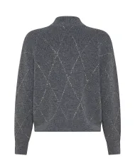 SEVENTY Cardigan Donna MT3906 910754 AI 25/26 lana con strass applicate 944 grigio chiaro