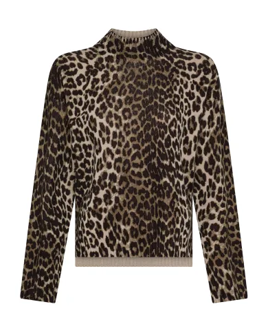 SEVENTY Lupetto Donna MT3947 900360 AI 25/26 lana con stampa animalier 054 FANGO SEVENTY Lupetto Donna MT3947 900360 AI 25/26 lana con stampa animalier 054 FANGO