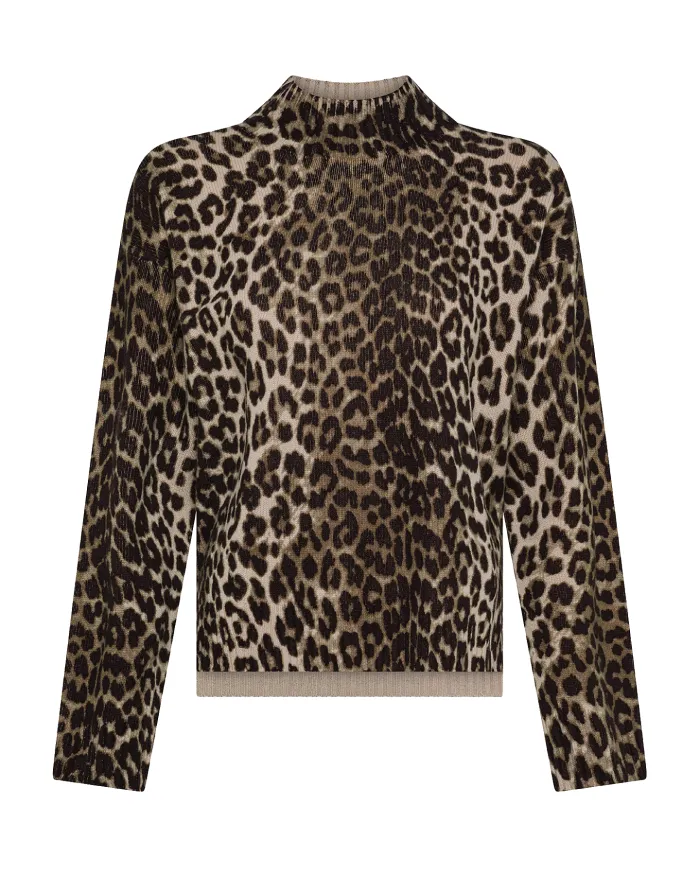 SEVENTY Lupetto Donna MT3947 900360 AI 25/26 lana con stampa animalier 054 FANGO SEVENTY Lupetto Donna MT3947 900360 AI 25/26 lana con stampa animalier 054 FANGO