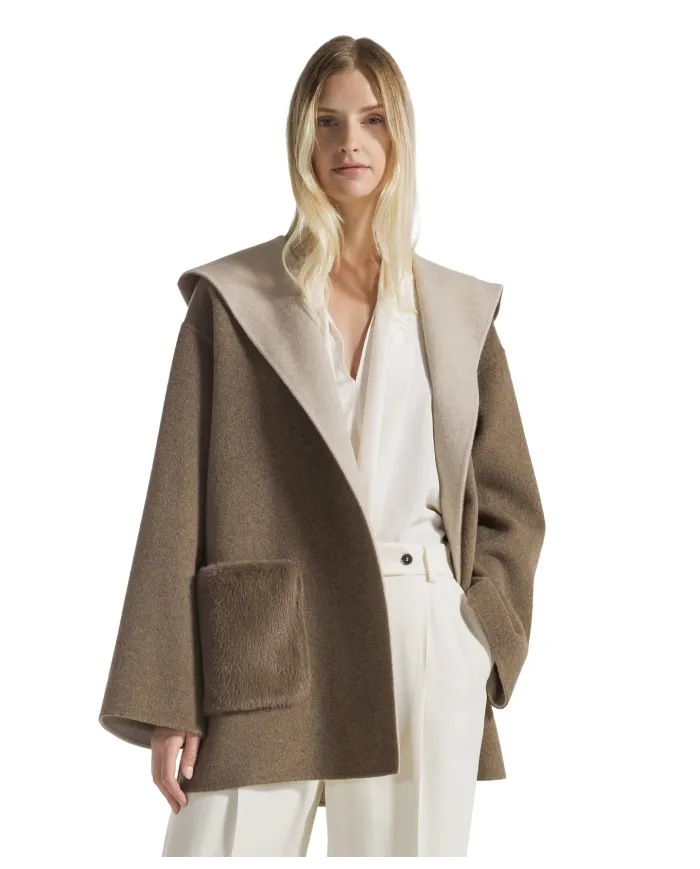 SEVENTY Cappotto Donna PM0165 150975 AI 25/26 lana con cappuccio 220 TERRA SEVENTY Cappotto Donna PM0165 150975 AI 25/26 lana con cappuccio 220 TERRA