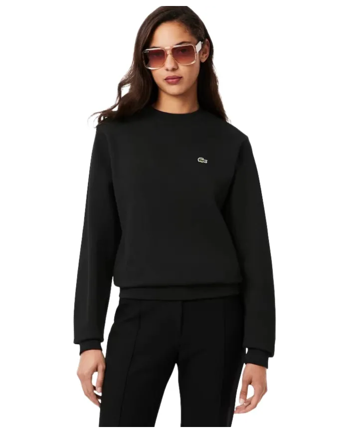 LACOSTE Felpa Donna SF5270 AI 25/26 in pile relaxed fit 031 NERO LACOSTE Felpa Donna SF5270 AI 25/26 in pile relaxed fit 031 NERO