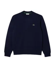 LACOSTE Felpa Uomo SH9608 AI 25/26 Classic Fit in pile con girocollo 166 BLU NAVY