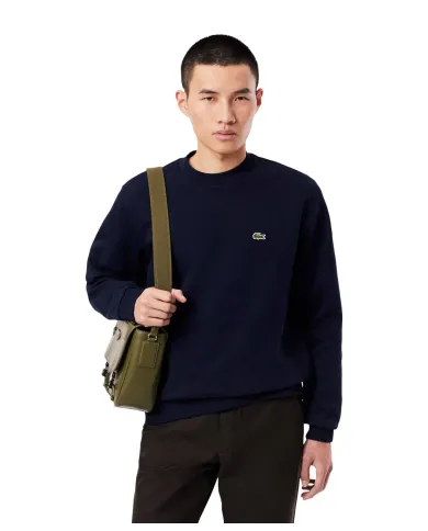 LACOSTE Felpa Uomo SH9608 AI 25/26 Classic Fit in pile con girocollo 166 BLU NAVY LACOSTE Felpa Uomo SH9608 AI 25/26 Classic Fit in pile con girocollo 166 BLU NAVY