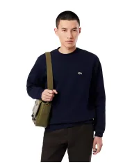 LACOSTE Felpa Uomo SH9608 AI 25/26 Classic Fit in pile con girocollo 166 BLU NAVY