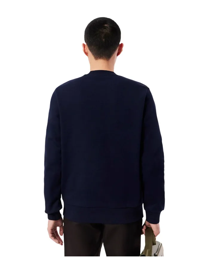 LACOSTE Felpa Uomo SH9608 AI 25/26 Classic Fit in pile con girocollo 166 BLU NAVY