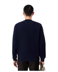 LACOSTE Felpa Uomo SH9608 AI 25/26 Classic Fit in pile con girocollo 166 BLU NAVY