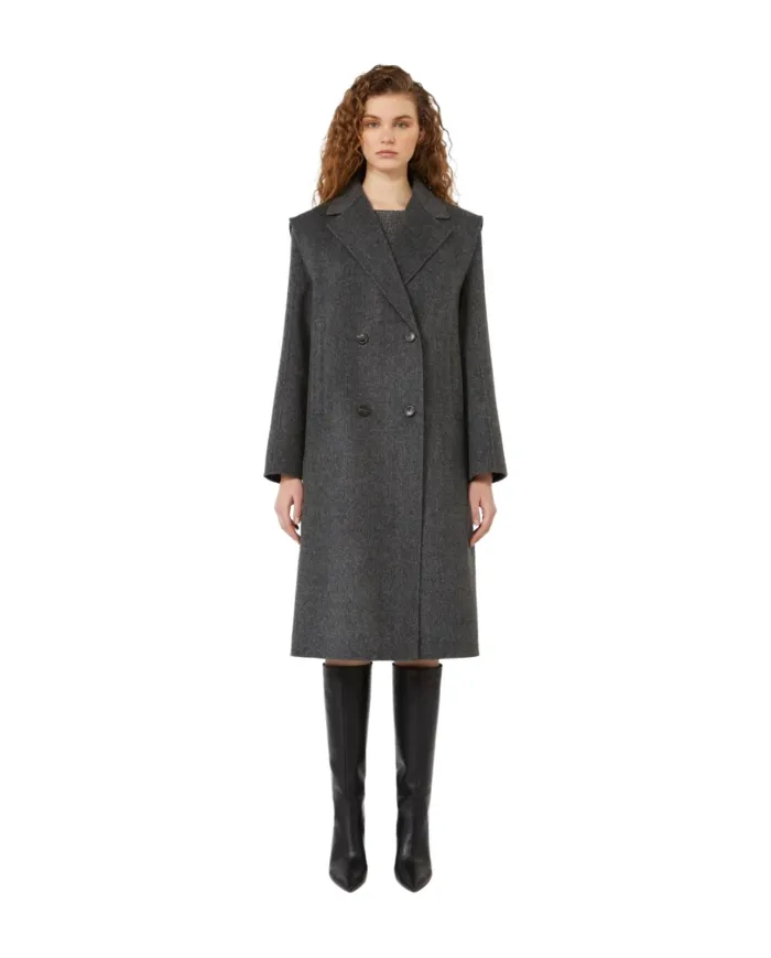 WEEKEND Cappotto Donna SABADEL AI 25/26 midi doppiopetto 2-in-1 con bolero rimovibile 001 ANTRACITE WEEKEND Cappotto Donna SABADEL AI 25/26 midi doppiopetto 2-in-1 con bolero rimovibile 001 ANTRACITE