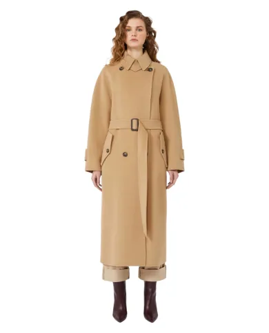WEEKEND Cappotto Donna CADINE AI 25/26 lana stile trench con cinturino sottogola 065 CAMMELLO