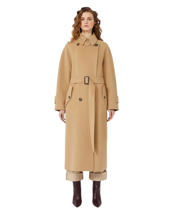 WEEKEND Cappotto Donna CADINE AI 25/26 lana stile trench con cinturino sottogola 065 CAMMELLO