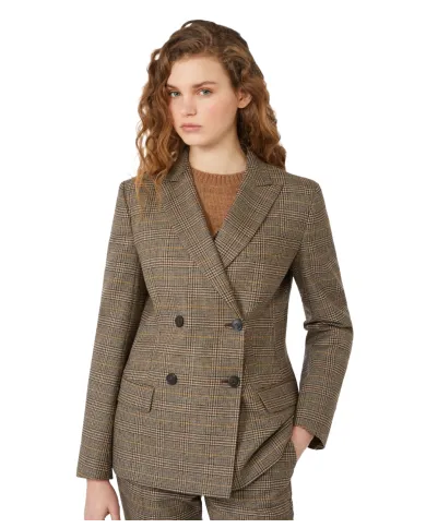 WEEKEND Giacca Donna GIOVE AI 25/26 lana stile blazer con motivo a quadri 001 CIOCCOLATO