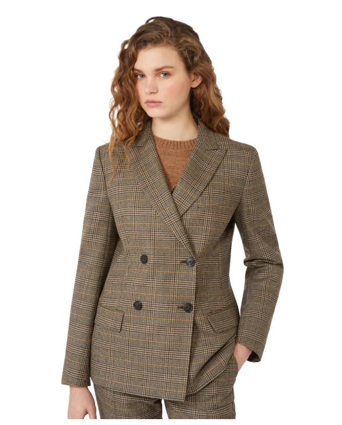 WEEKEND Giacca Donna GIOVE AI 25/26 lana stile blazer con motivo a quadri 001 CIOCCOLATO
