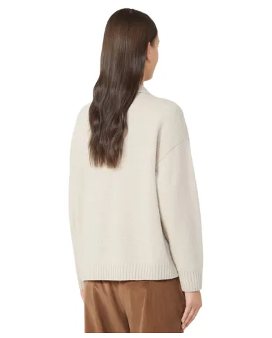 WEEKEND Maglia Donna AGRE AI 25/26 a polo in lana con colletto a punta 002 AVENA WEEKEND Maglia Donna AGRE AI 25/26 a polo in lana con colletto a punta 002 AVENA