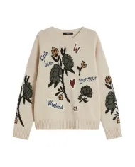 WEEKEND Maglia Donna PAVIDI AI 25/26 lana oversize con dettagli ricamati 003 FIORE