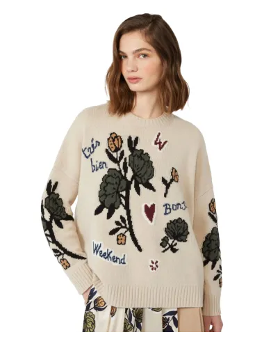 WEEKEND Maglia Donna 5366262600 PAVIDI AI 25/26 lana oversize con dettagli ricamati 003 FIORE WEEKEND Maglia Donna 5366262600 PAVIDI AI 25/26 lana oversize con dettagli ricamati 003 FIORE