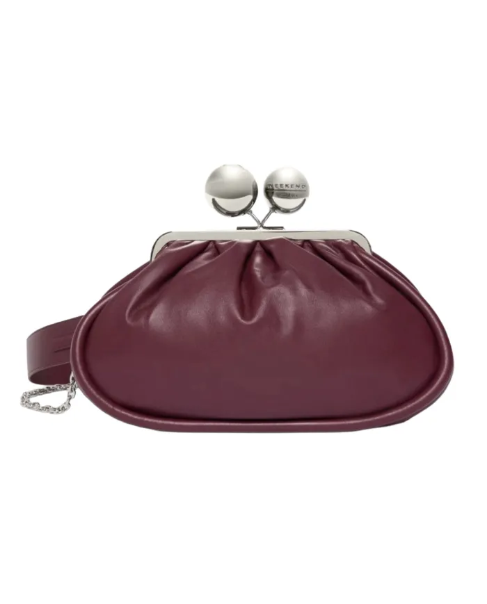 WEEKEND Borsa Donna MILVANEW AI 25/26 nappa di pelle con chiusura a clip clap 074 BURGUNDY