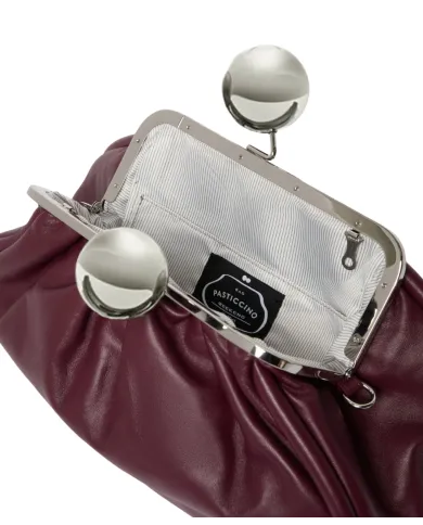 WEEKEND Borsa Donna MILVANEW AI 25/26 nappa di pelle con chiusura a clip clap 074 BURGUNDY